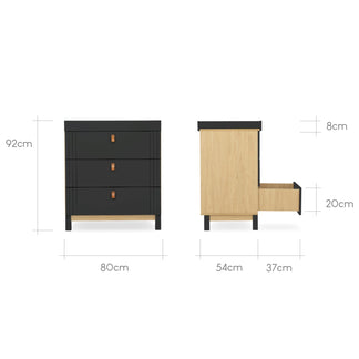 CuddleCo Rafi 4 Piece Set with Cot Bed, Dresser, Wardrobe and Bookcase
