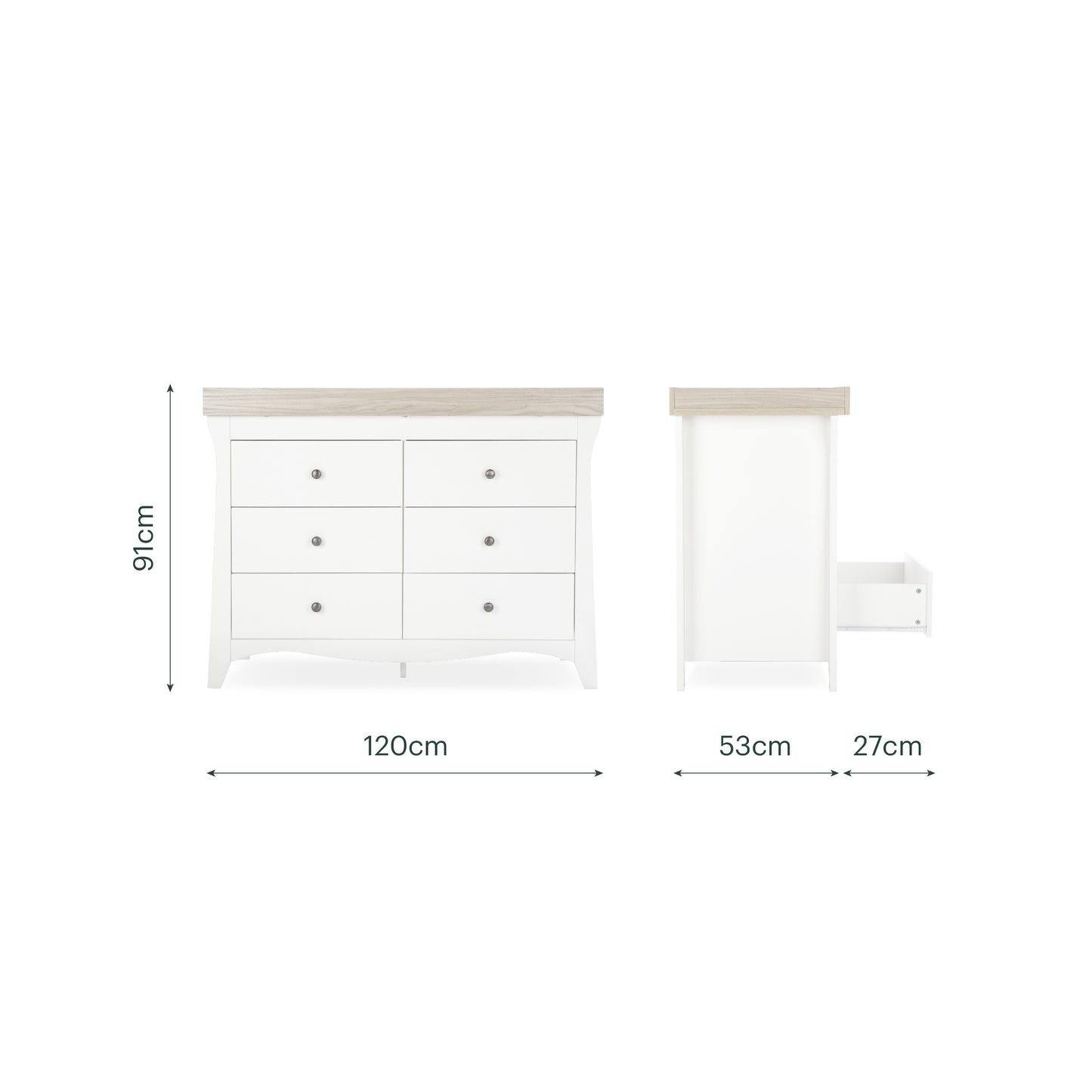 CuddleCo Clara Luxe 3 Piece set with Cotbed, Dresser and Wardrobe