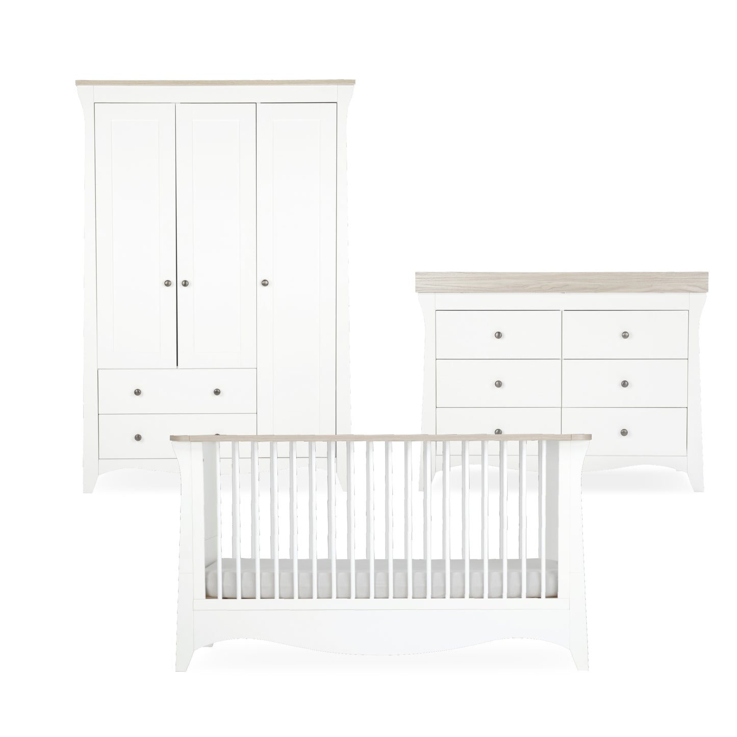 CuddleCo Clara Luxe 3 Piece set with Cotbed, Dresser and Wardrobe