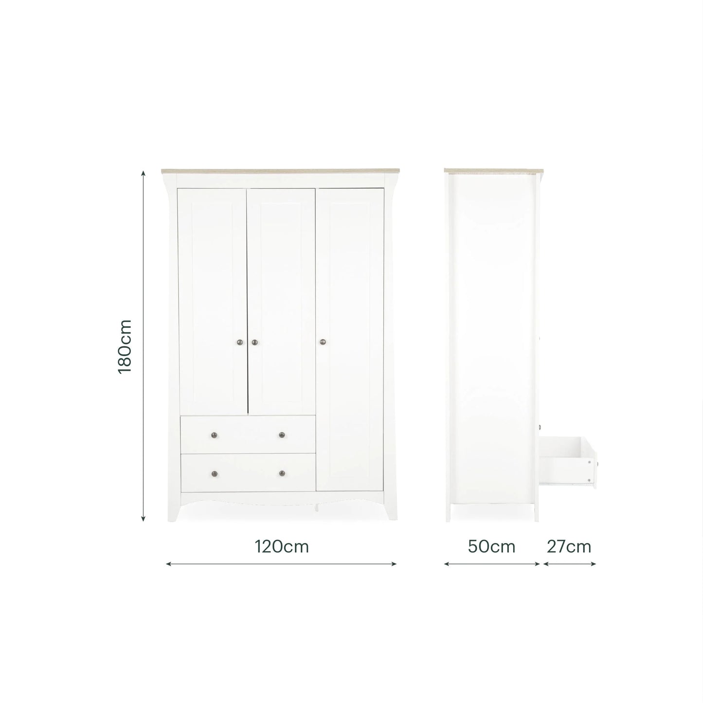 CuddleCo Clara 3 Door Triple Wardrobe