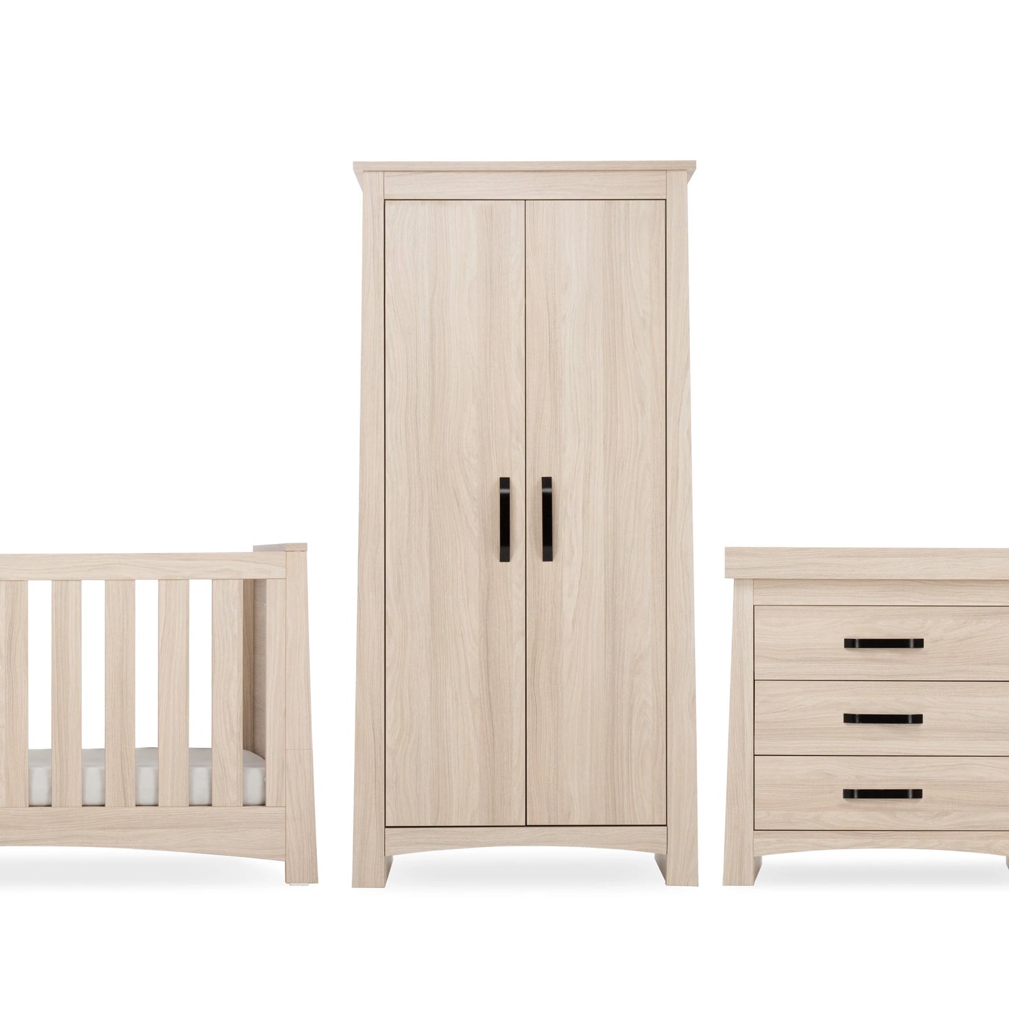 CuddleCo Isla 3 Piece Set with Cot Bed, Dresser and Wardrobe