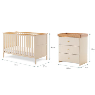 Obaby Evie 2 Piece Set with Cot Bed and Dresser Changer