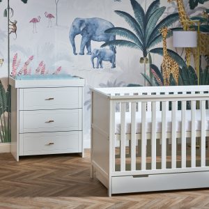 Obaby Evie Mini 2 Piece Room Set with Cot Bed & Dresser