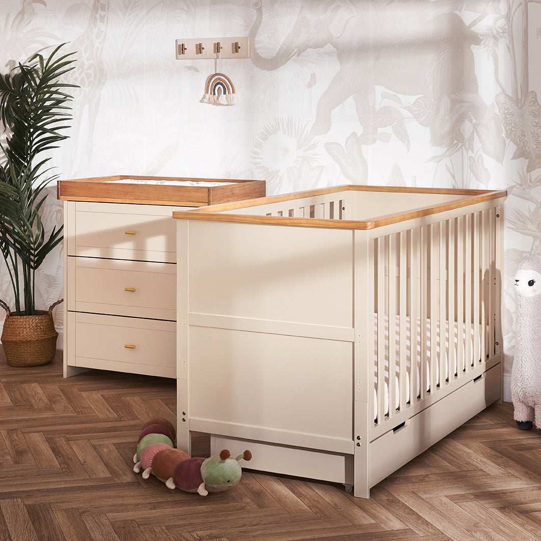 Obaby Evie Mini 2 Piece Room Set with Cot Bed & Dresser