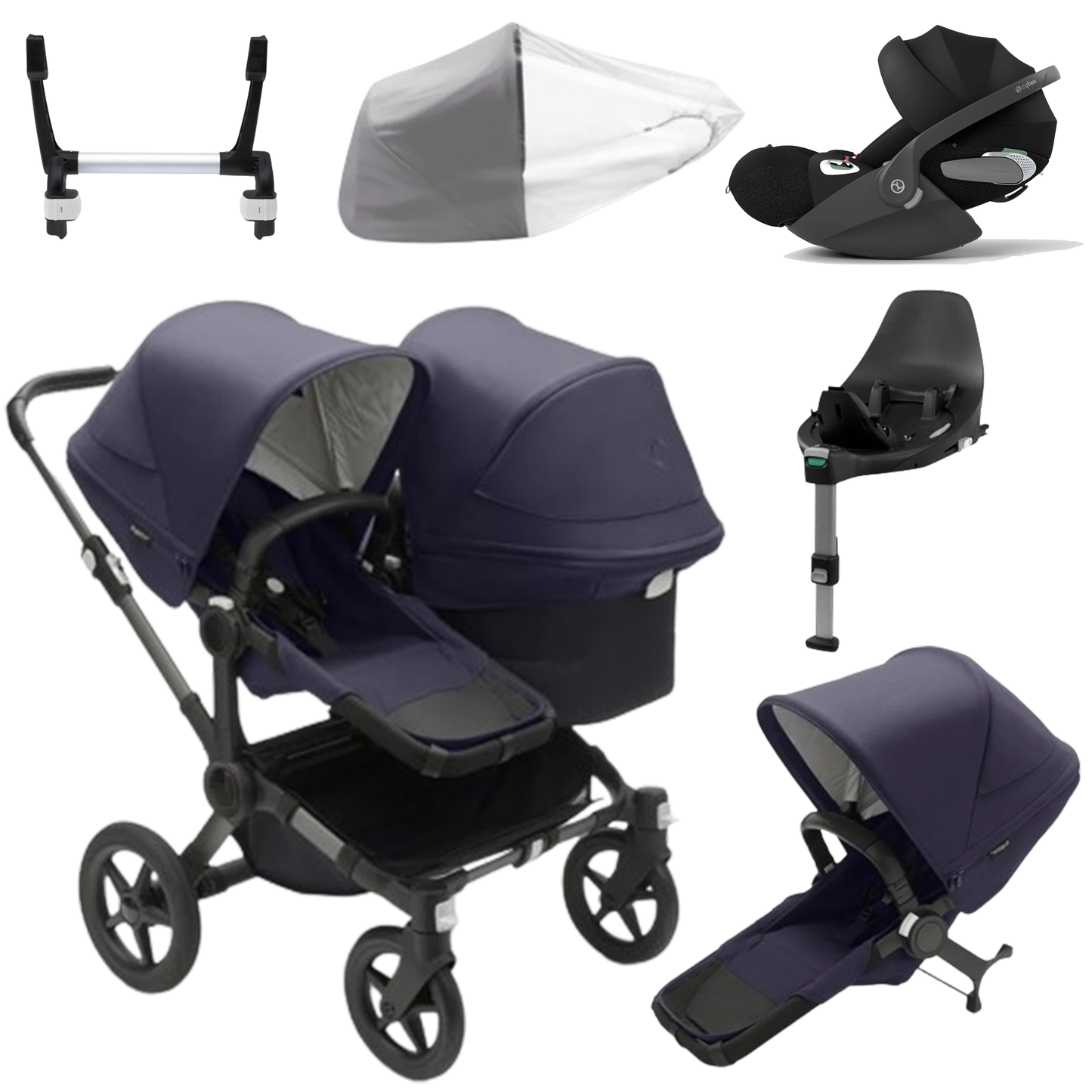 Bugaboo Donkey 5 Duo (Double) with Cybex Cloud T and Base T