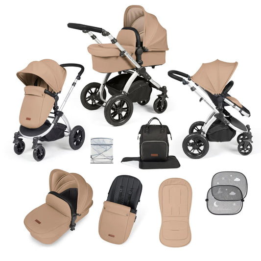 Ickle Bubba Stomp Luxe 2 in 1 Pushchair & Carrycot Desert/Silver/Black