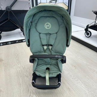 Ex Display Cybex Mios with Black Frame, Grey Carrycot & Green Seat Unit