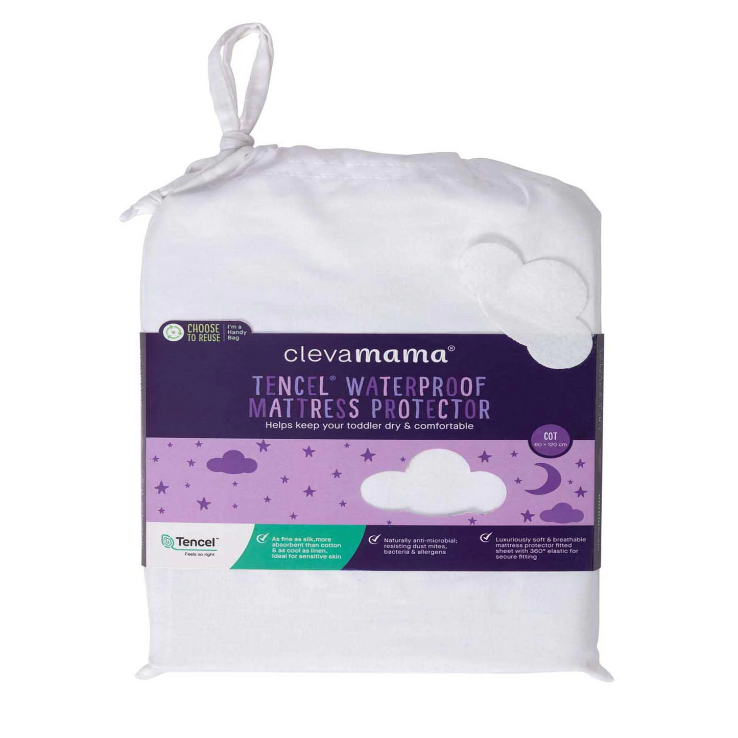 Clevamama Tencel Fitted Waterproof Mattress Protector Cot (60 x 120 x 25 cm)