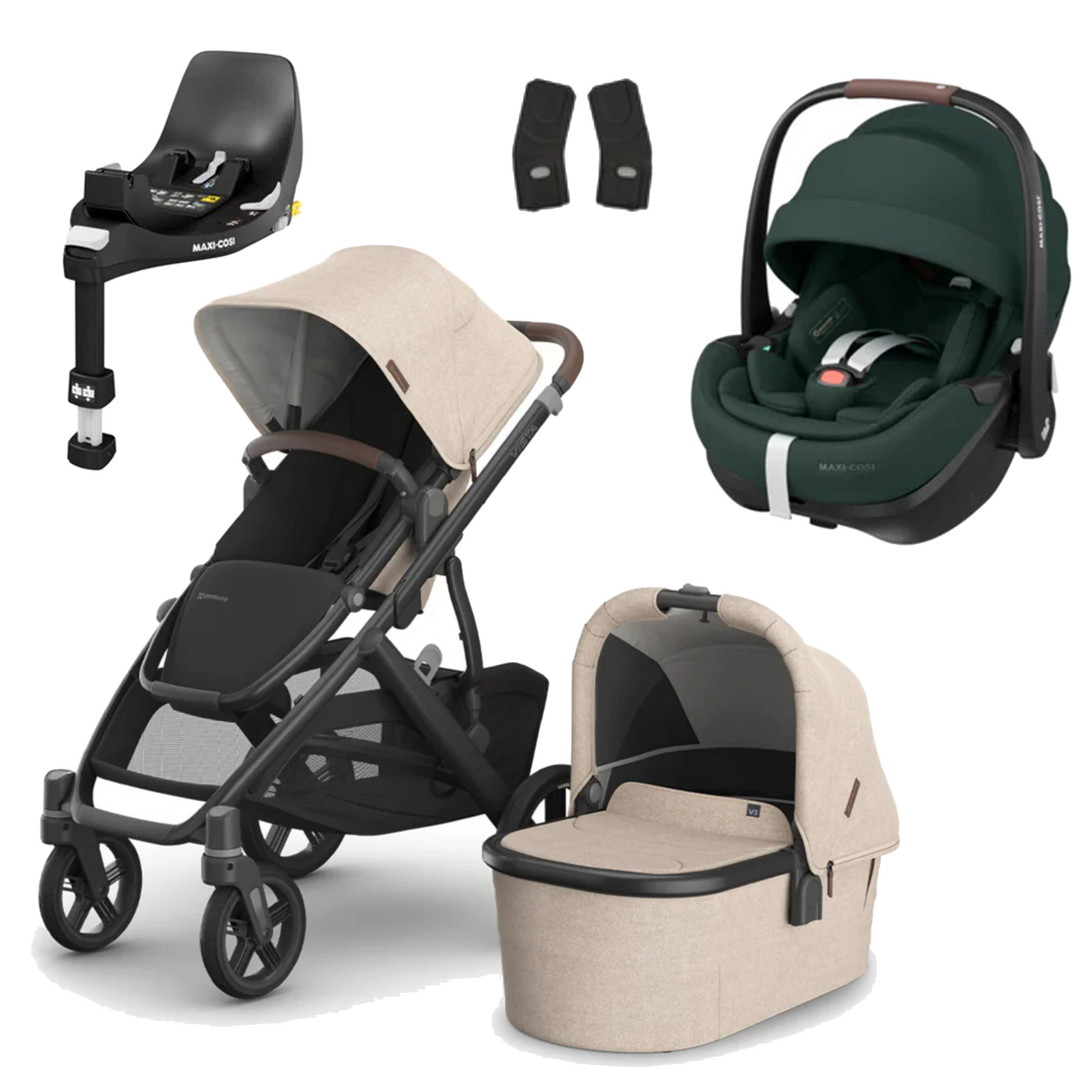 UPPAbaby Vista V3 Buggy with Maxi Cosi Pebble 360 Pro2 and Familyfix Pro Isofix Base