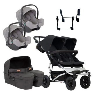 Mountain Buggy Duet Twin Bundle with Joie iSnug 2 iSize Car Seats