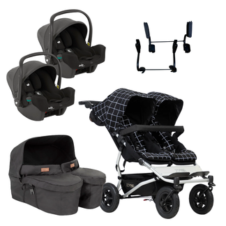 Mountain Buggy Duet Twin Bundle with Joie iSnug 2 iSize Car Seats