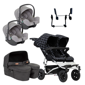 Mountain Buggy Duet Twin Bundle with Joie iSnug 2 iSize Car Seats