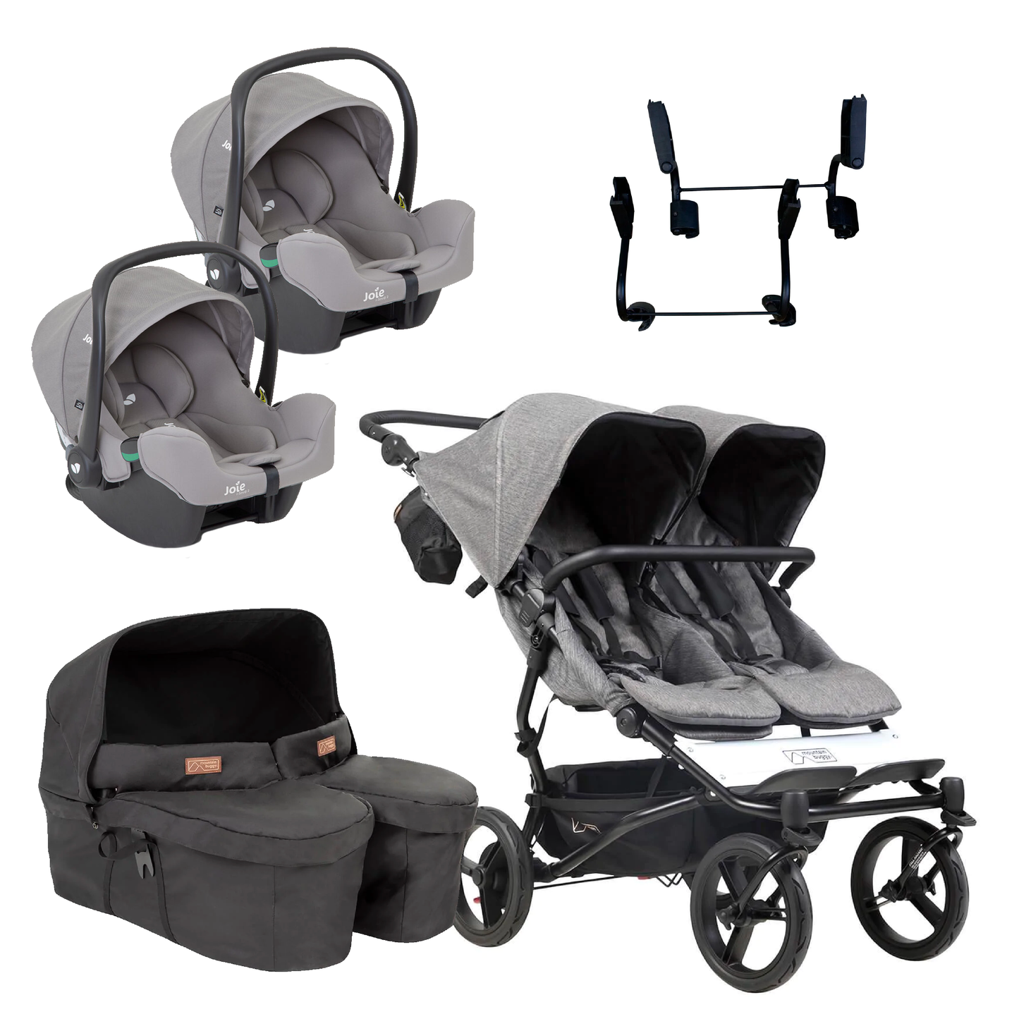 Mountain Buggy Duet Twin Luxury Herringbone with Joie iSnug Car Seats