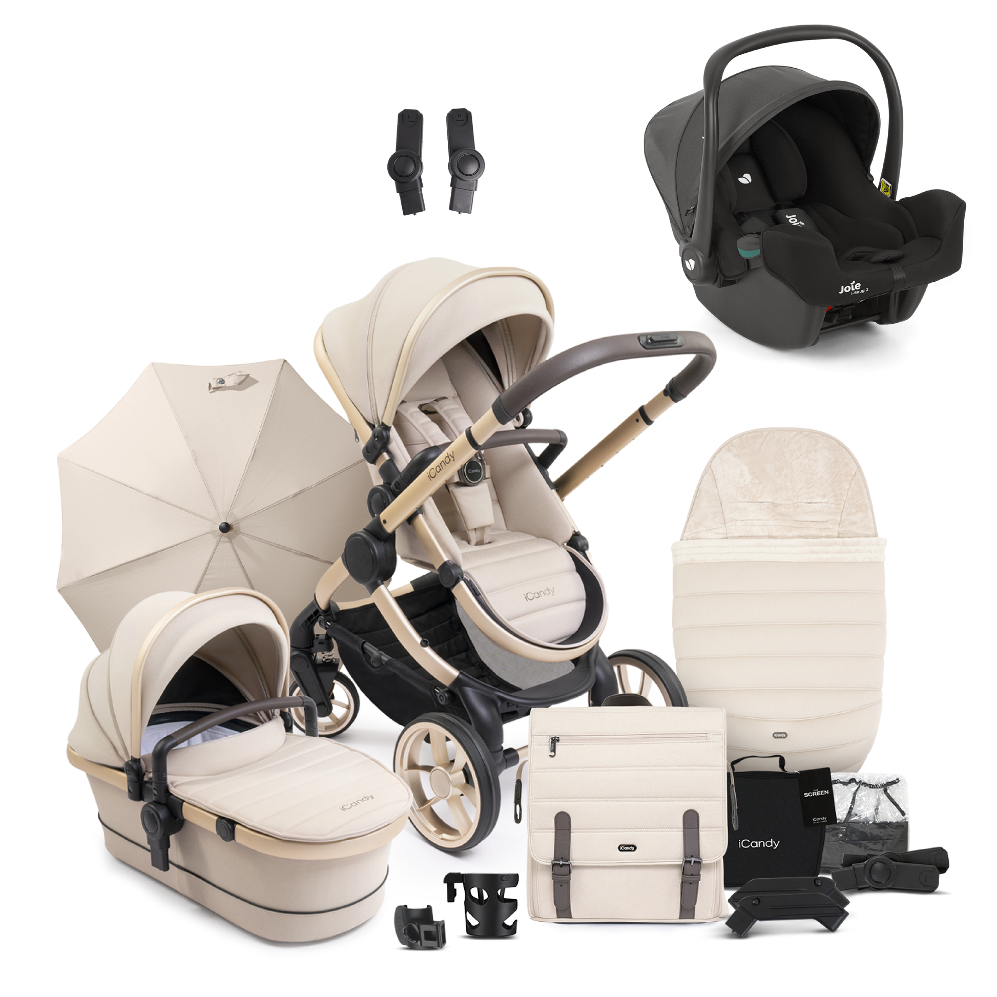 iCandy Peach 7 Complete Bundle with Joie iSnug 2 Car Seat