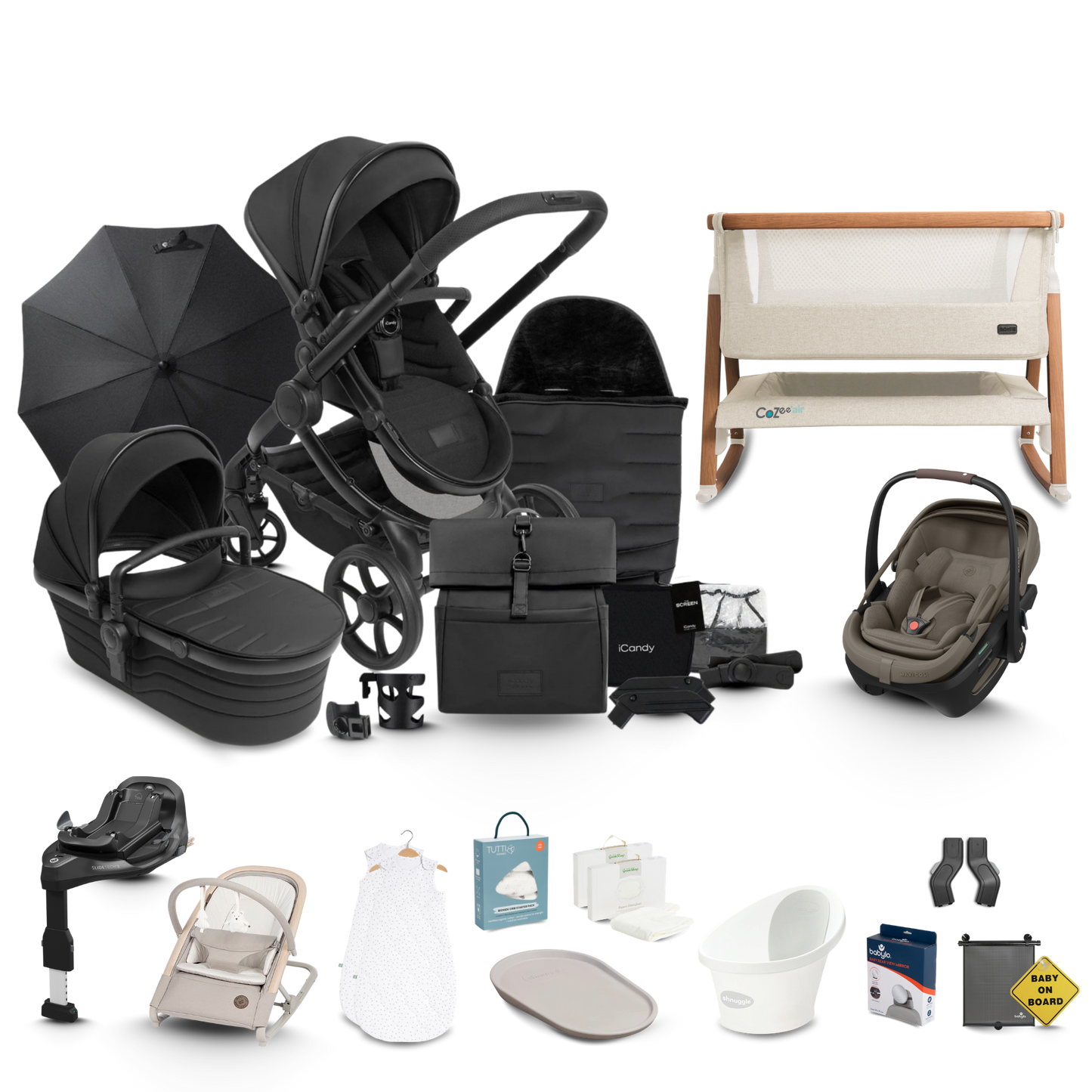iCandy Peach 7 Studio Complete Newborn Bundle and Travel System with Maxi Cosi Pebble Pro2 Car Seat and Familyfix Pro Base