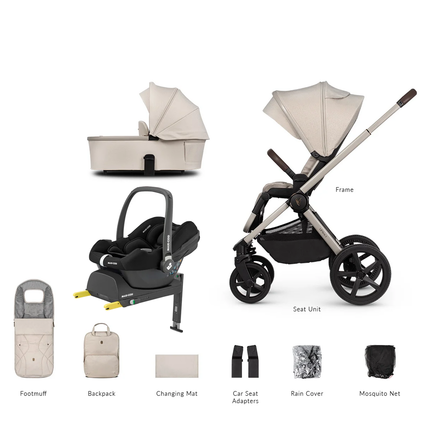 Venicci Upline 2 - 3 in 1 with Maxi Cosi CabrioFix and Base