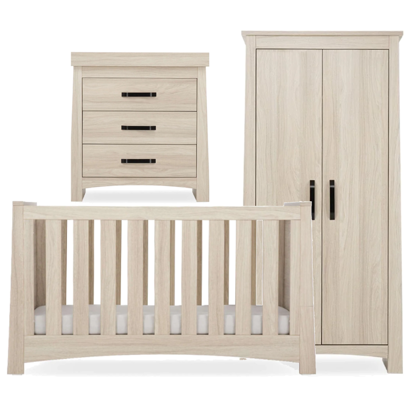 CuddleCo Isla 3 Piece Set with Cot Bed, Dresser and Wardrobe