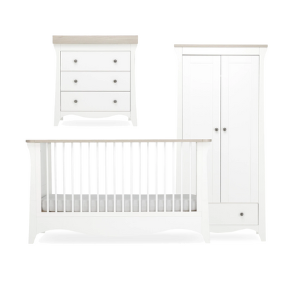 CuddleCo Clara 3 Piece Set with Cot Bed, Dresser and Wardrobe