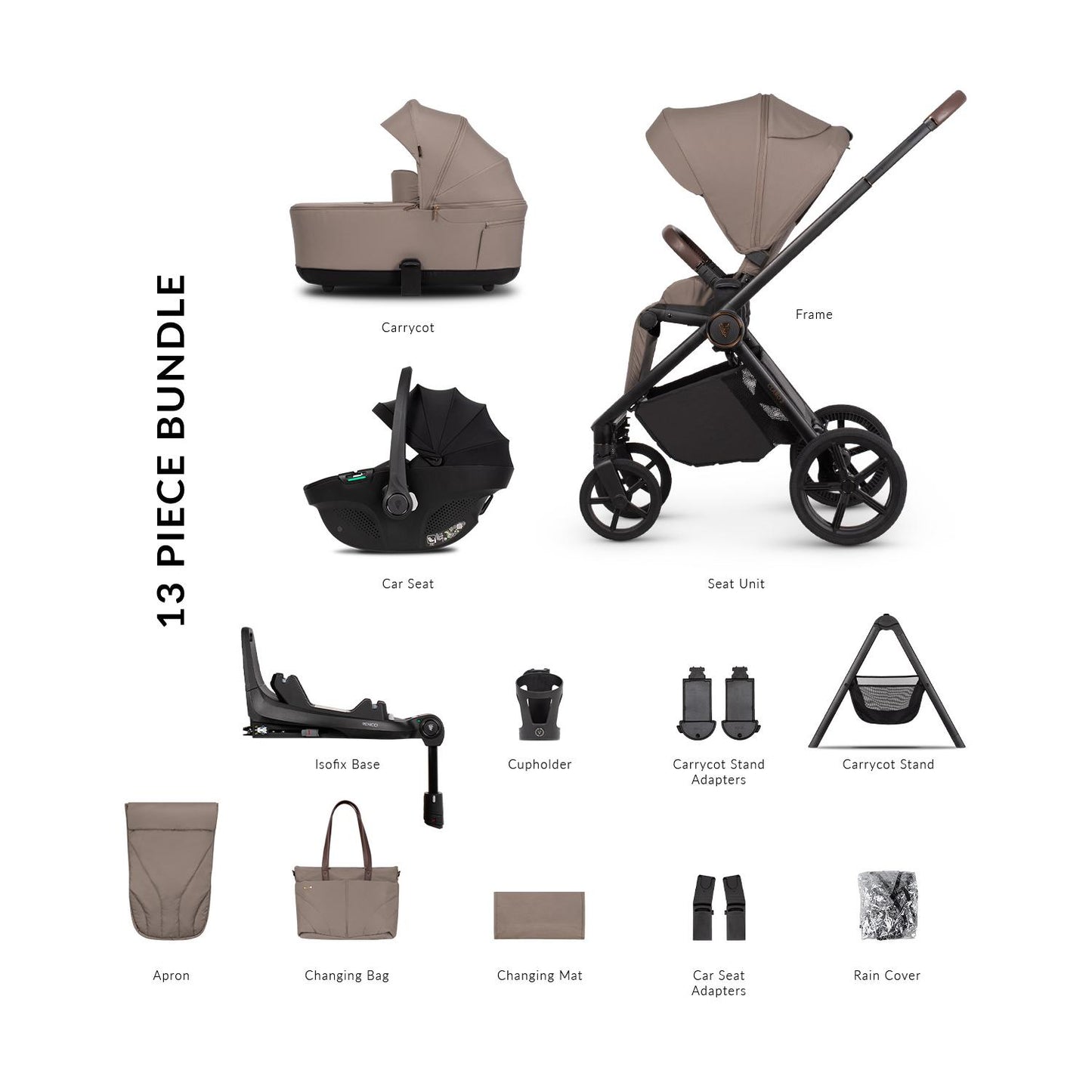 Venicci Claro 2 - 4 in 1 Buggy with Venicci Tiago 360 Car Seat and Carrycot Stand
