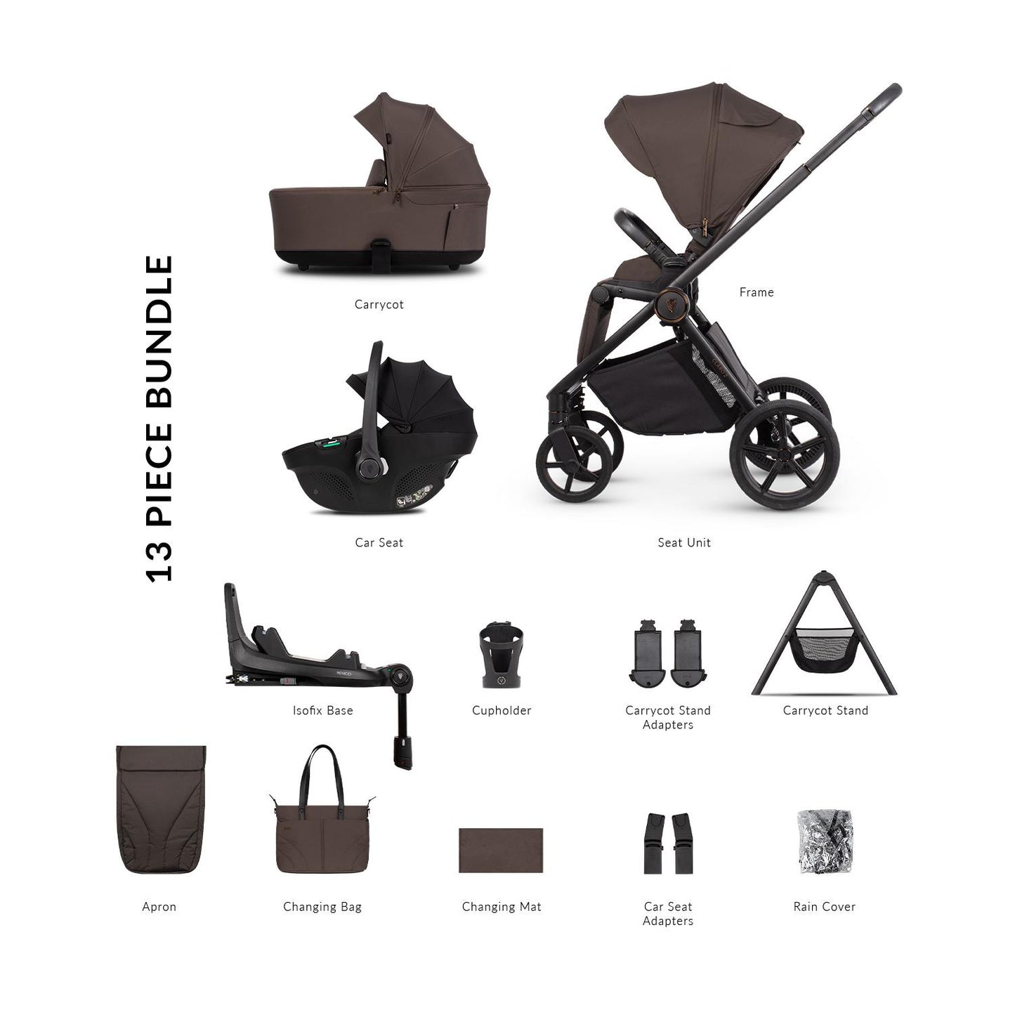 Venicci Claro 2 - 4 in 1 Buggy with Venicci Tiago 360 Car Seat and Carrycot Stand