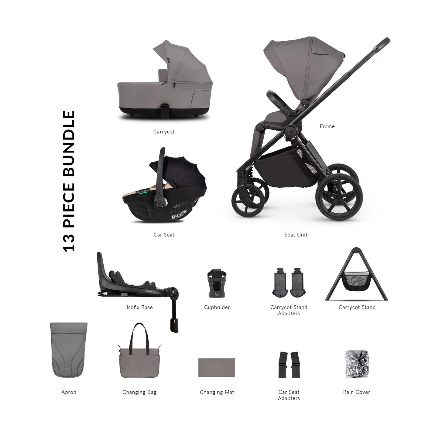 Venicci Claro 2 - 4 in 1 Buggy with Venicci Tiago 360 Car Seat and Carrycot Stand
