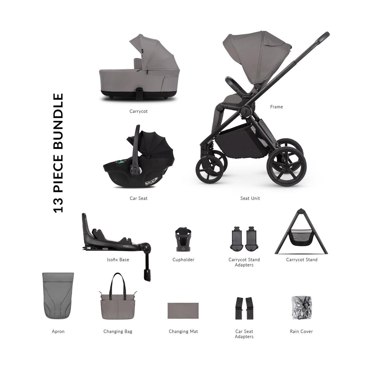 Venicci Claro 2 - 4 in 1 Buggy with Venicci Tiago 360 Car Seat and Carrycot Stand