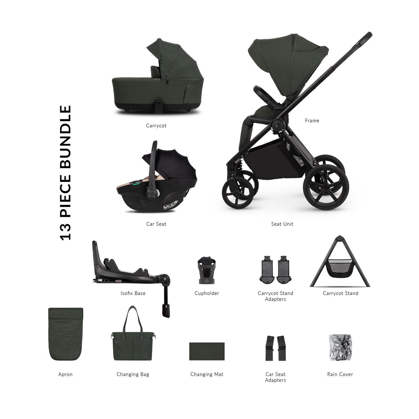 Venicci Claro 2 - 4 in 1 Buggy with Venicci Tiago 360 Car Seat and Carrycot Stand