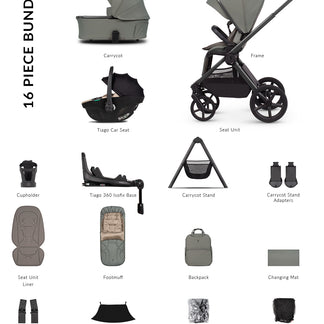 Venicci Upline 3 - 4-in-1 Ultimate Travel System Bundle with Tiago 360 Car Seat & Base