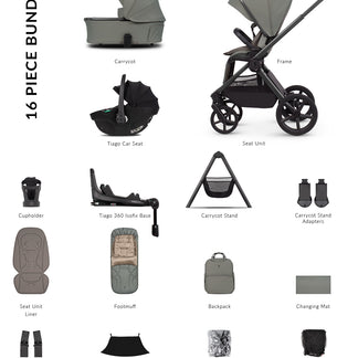 Venicci Upline 3 - 4-in-1 Ultimate Travel System Bundle with Tiago 360 Car Seat & Base