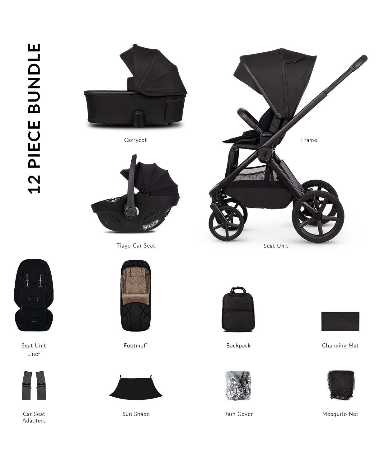 Venicci Upline 3 - 3-in-1 Comfort Travel System Bundle with Venicci Tiago Infant Car Seat