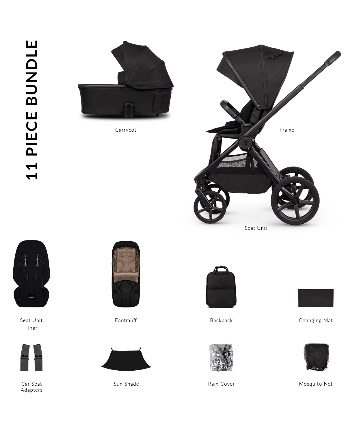 Venicci Upline 3 - 2-in-1 Buggy Bundle with Folding Carrycot