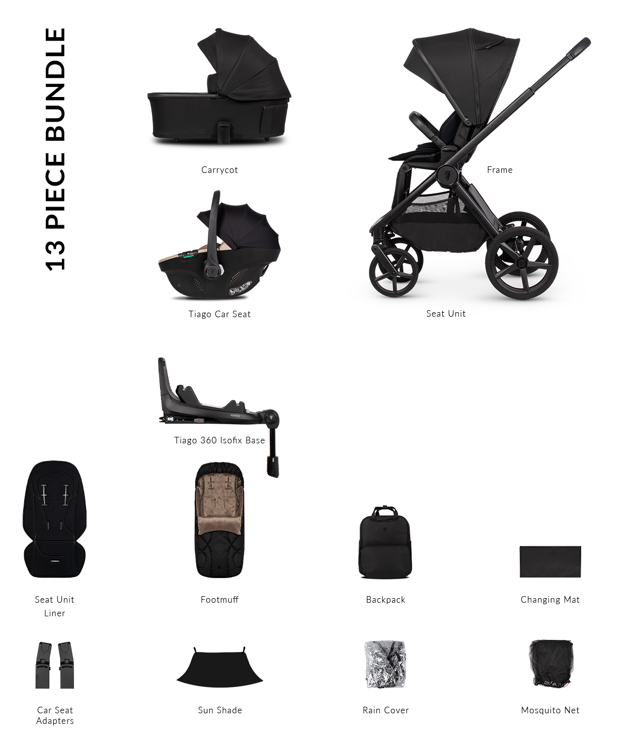 Venicci Upline 3 - 3-in-1 Comfort Travel System Bundle with Venicci Tiago Infant Car Seat