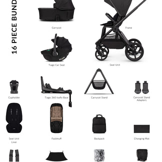 Venicci Upline 3 - 4-in-1 Ultimate Travel System Bundle with Tiago 360 Car Seat & Base