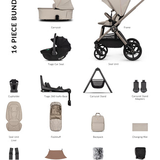 Venicci Upline 3 - 4-in-1 Ultimate Travel System Bundle with Tiago 360 Car Seat & Base