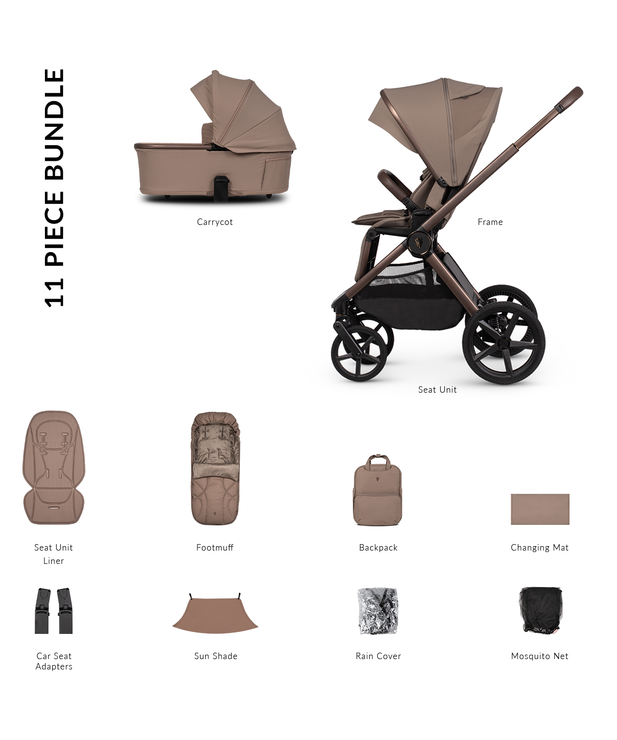 Venicci Upline 3 - 2-in-1 Buggy Bundle with Folding Carrycot