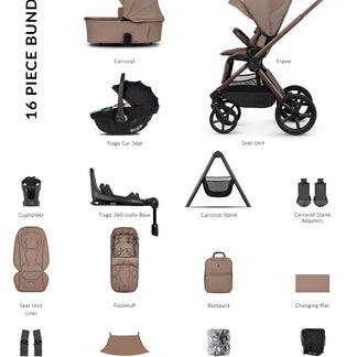 Venicci Upline 3 - 4-in-1 Ultimate Travel System Bundle with Tiago 360 Car Seat & Base