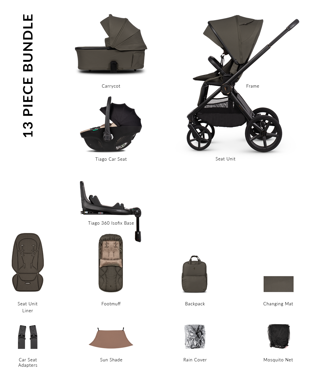 Venicci Upline 3 - 3-in-1 Comfort Travel System Bundle with Venicci Tiago Infant Car Seat