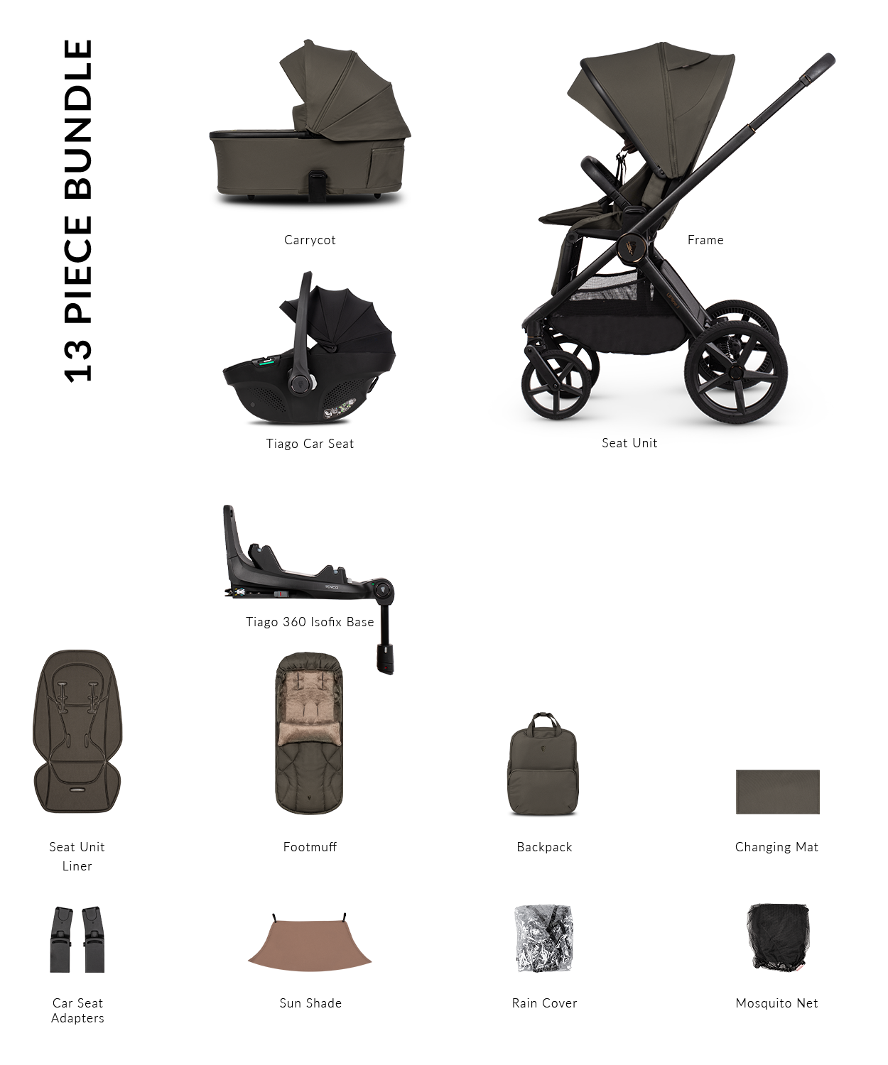 Venicci Upline 3 - 3-in-1 Comfort Travel System Bundle with Venicci Tiago Infant Car Seat