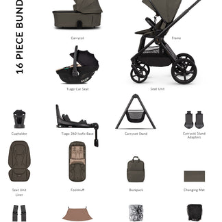 Venicci Upline 3 - 4-in-1 Ultimate Travel System Bundle with Tiago 360 Car Seat & Base