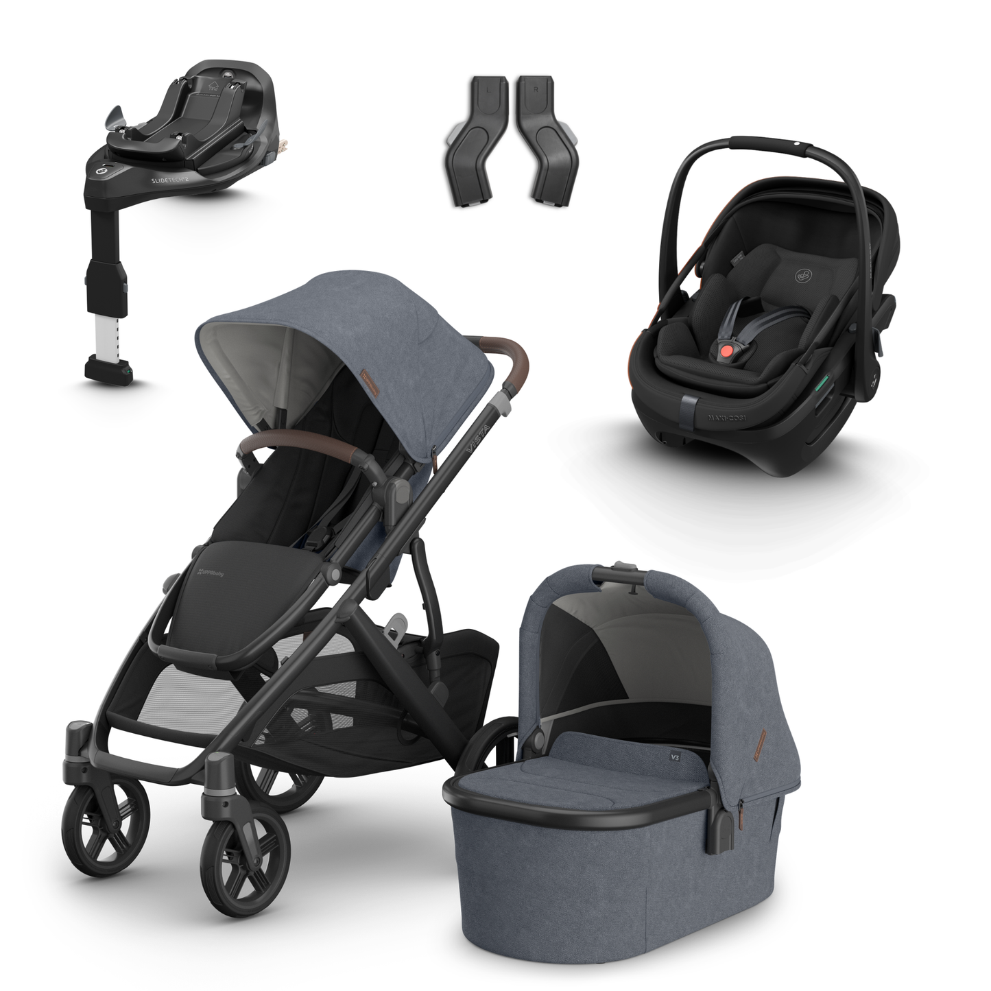 UPPAbaby Vista V3 Buggy with Maxi Cosi Coral Slide Pro Infant Car Seat & Isofix Base