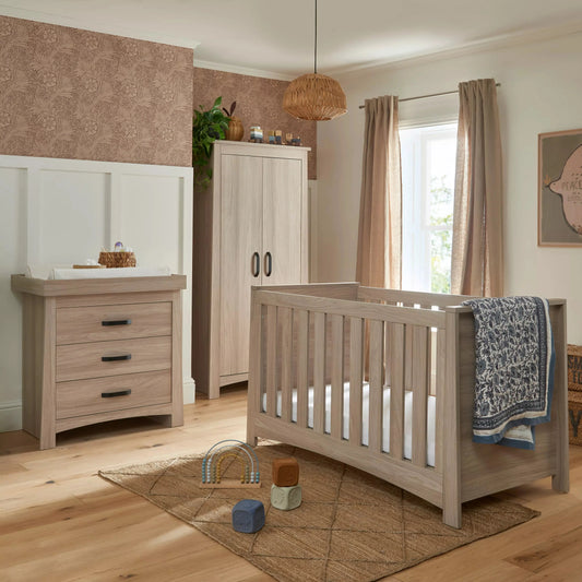 CuddleCo Isla 3 Piece Set with Cot Bed, Dresser and Wardrobe