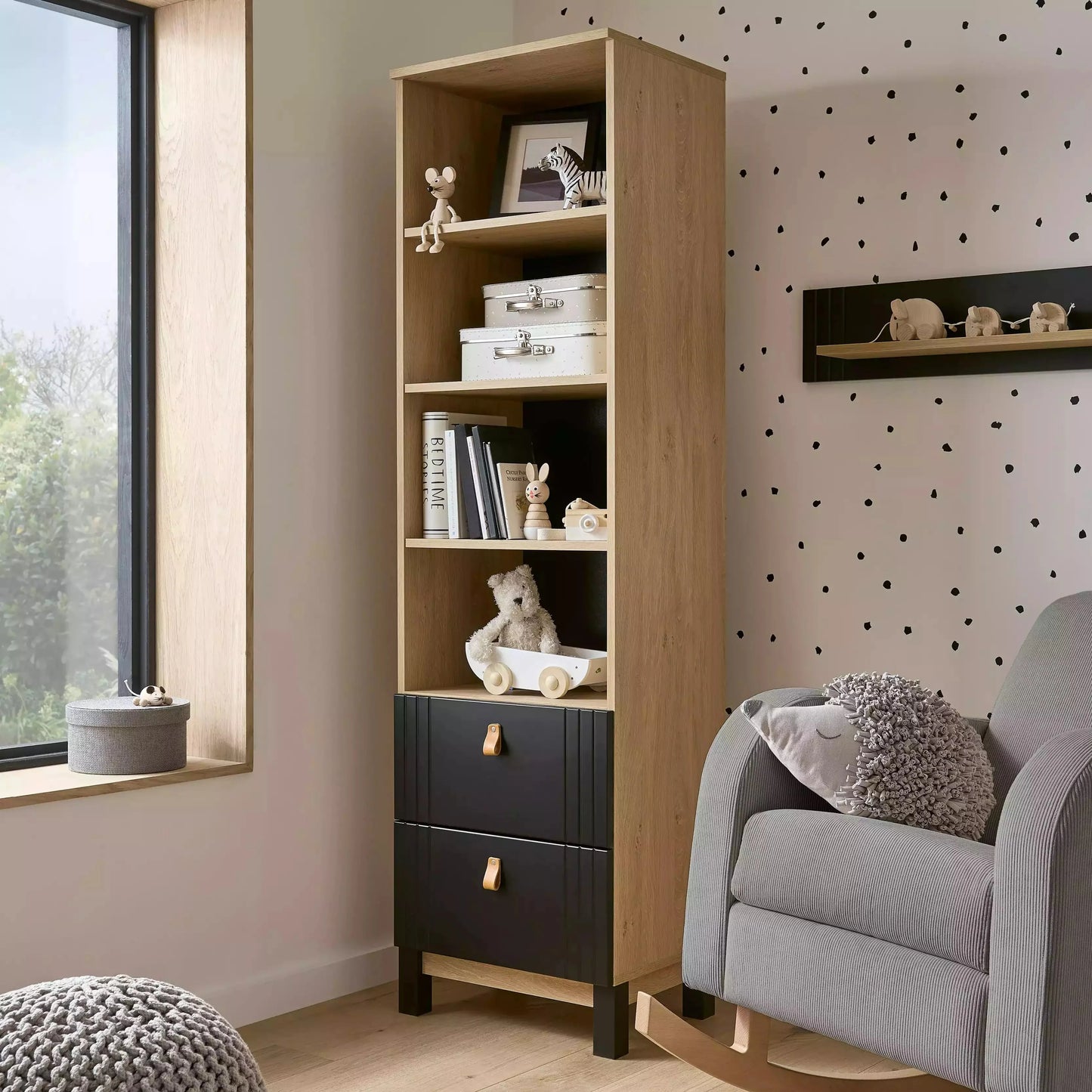 CuddleCo Rafi 4 Piece Set with Cot Bed, Dresser, Wardrobe and Bookcase