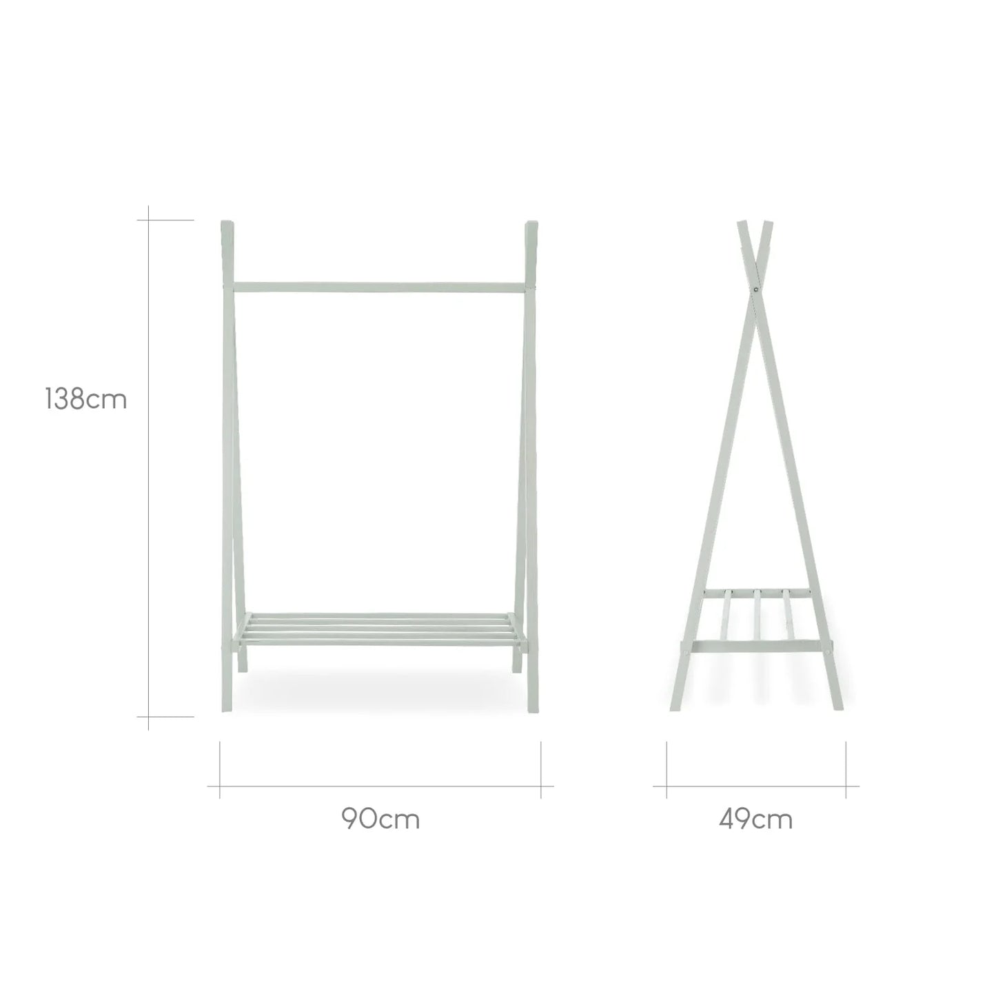 CuddleCo Nola 3 Piece Set with Cot Bed, Open Changer and Clothes Rail