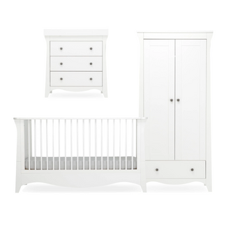 CuddleCo Clara 3 Piece Set with Cot Bed, Dresser and Wardrobe