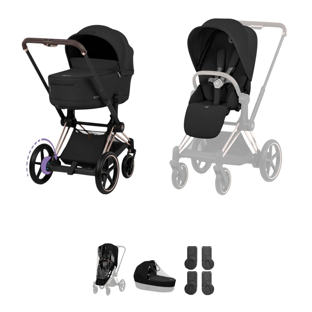 Cybex ePriam 5 Pushchair & Folding Carrycot - Comfort Collection