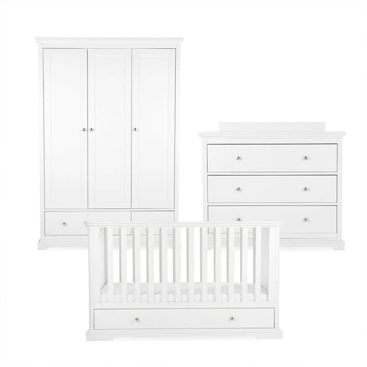 CuddleCo Beaumont 3 Piece Set with Low Cotbed, Dresser and Wardrobe