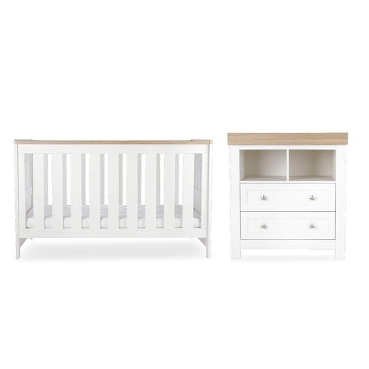 CuddleCo Burford 2 Piece Set with Cot Bed and Dresser Changer