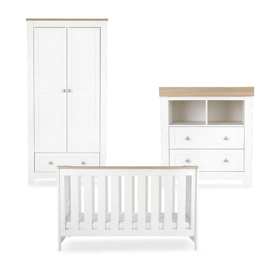CuddleCo Burford 3 Piece Range with Cot Bed, Dresser Changer and Wardrobe
