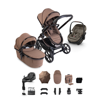 iCandy Peach 8 Complete Travel System Bundle with Maxi Cosi Coral Slide Pro Infant Car Seat & Isofix Base