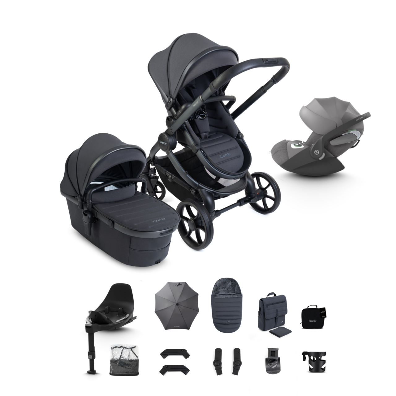 iCandy Peach 8 Complete Travel System Bundle with Cybex Cloud T Infant Car Seat & Isofix Base